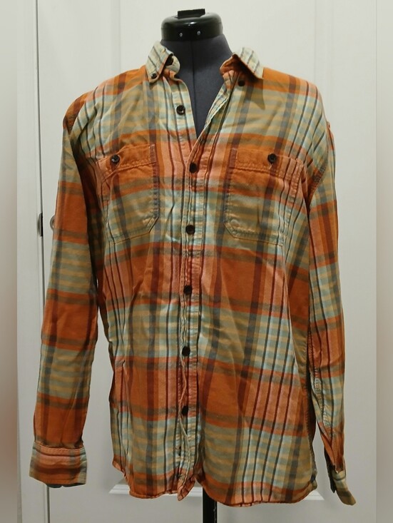 L.L. Bean Other - Men's L.L. Bean Plsid Button Down Long Sleeve Orange & Blue Shirt